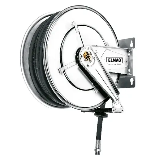 Aktuell ELMAG INDUSTRIE Schlauchaufroller Edelstahl "302/31" - für Wasser 130°C, 12 m, 5/16", 200 bar