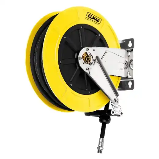 ELMAG INDUSTRIE Schlauchaufroller Edelstahl "4432/31" - für Wasser 100°C, 12 m, 3/8", 200bar "ABS" Versand Am Gleichen Tag