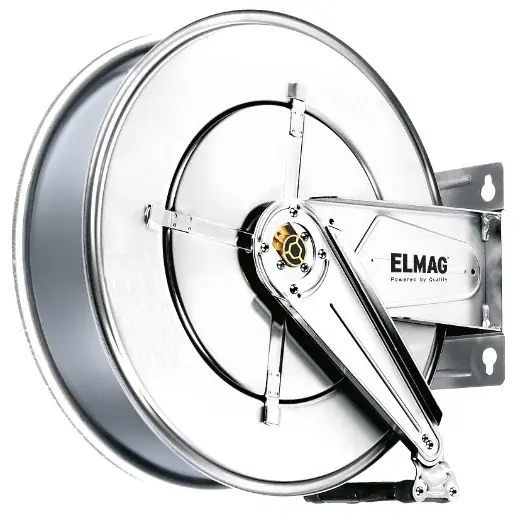 ELMAG INDUSTRIE Schlauchaufroller Edelstahl "562/10" - ohne Schlauch - für Druckluft u. Wasser 70°C Markenprodukt