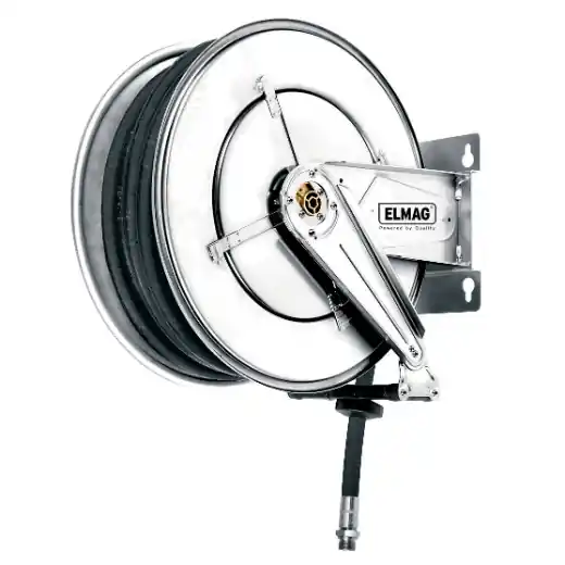 ELMAG INDUSTRIE Schlauchaufroller Edelstahl "562/19"-für Druckluft u. Wasser 70°C, 60 m, 1/2", 20bar Neue Ware