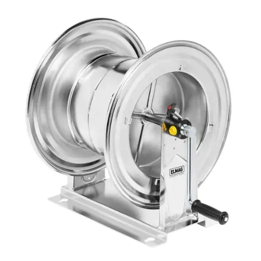 Neu ELMAG Manueller Schlauchaufroller Edelstahl Serie 540 - Mod. 75440/20, Luft/Wasser/Öl max. 130°C