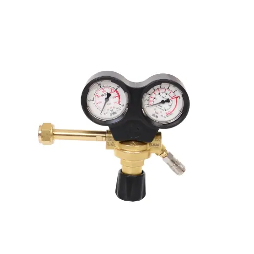 ELMAG Druckregler "Argon/Co2/Mischgas", "MAXY+QUICK FIT+HOSE CONNECTOR" - mit 2 Manometer Ø 50mm Neu