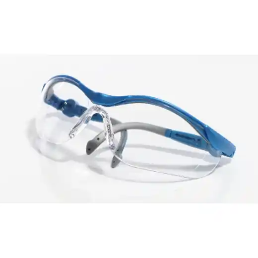 ELMAG Schutzbrille farblos blau/grau, PC2mm kratzfest & antifog-Bügel in Länge & Neigung verstellbar Neue Ware