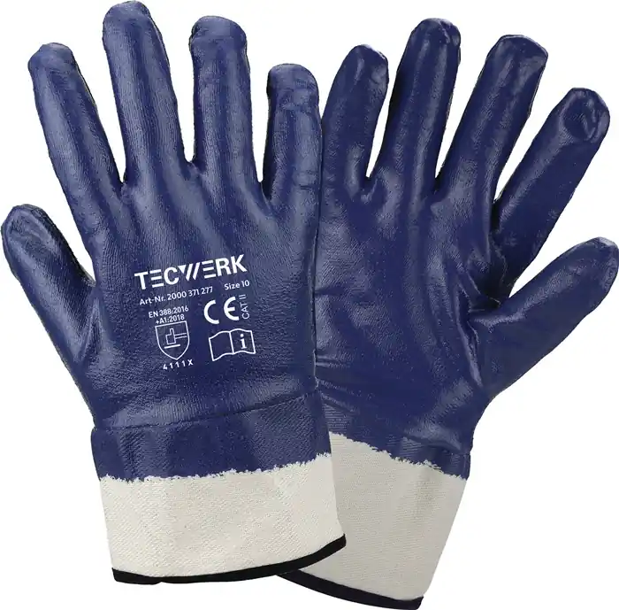 Heißes Angebot Handschuhe Neckar Gr.10 blau Nitrilvollbeschichtung EN 388 PSA II TECWERK VE: 12 Paare