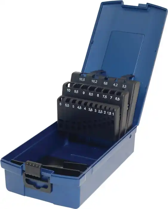 Preiswert Leerkassette f.Spiralbohrer DIN338 Abm.1-10,5mm steig.um 0,5mm 24-tlg.Ku.TECWERK