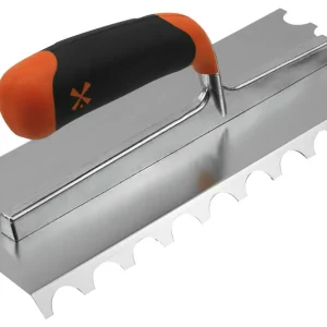 Abverkauf MONDELIN Edelstahlkelle – 28x12 cm – Bi-Material Griff – 45° gebogen, ergonomisch