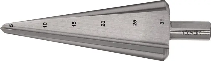 Blechschälbohrer Bohrber.5-31mm HSS-Co Gesamt-L.103mm Z.2 TECWERK Schneller Versand