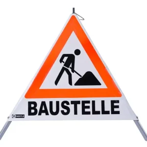 NESTLE Warnpyramide 70 cm, ohne Federzahn, Symbol Baustelle, Text nach Wahl Knallerangebot