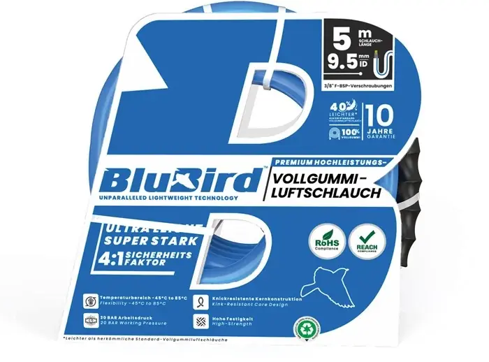 Echt Werkstattschlauchset BluBird ID 9,5mm AD 15,5mm L.5m Schnellver.Kup.