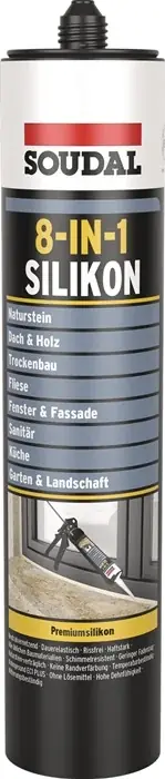 Beliebt Silikondichtstoff Premium Silik.8-in-1 mittelgrau 300ml Kartusche SOUDAL VE: 12 Stück