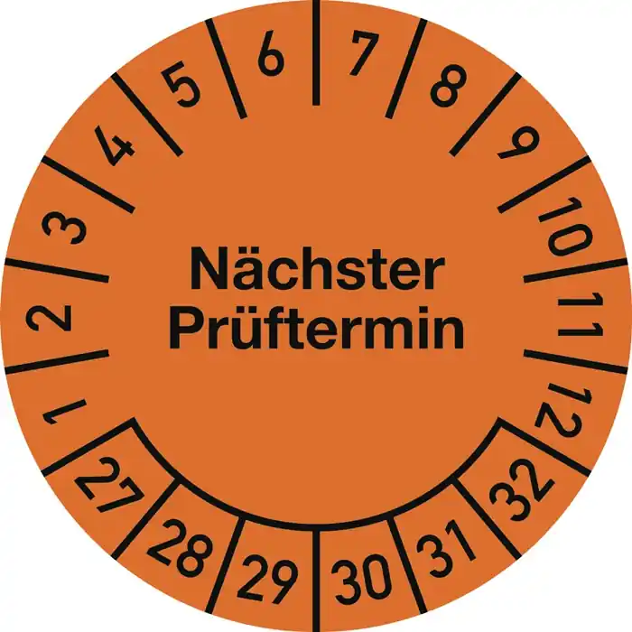 Preisknaller Mehrjahresprüfplakette D.20mm Nächster Prüftermin 2027-2032 Folie Btl.a 100 St.