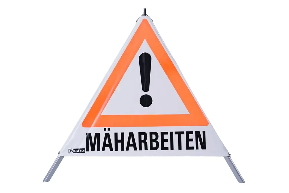 Jetzt Kaufen NESTLE Warnpyramide 70 cm, ohne Federzahn, Symbol Ausrufezeichen, Text nach Wahl
