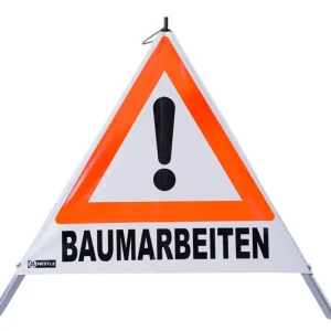 NESTLE Warnpyramide 70 cm, ohne Federzahn, Symbol Ausrufezeichen, Text nach Wahl Neue Ware