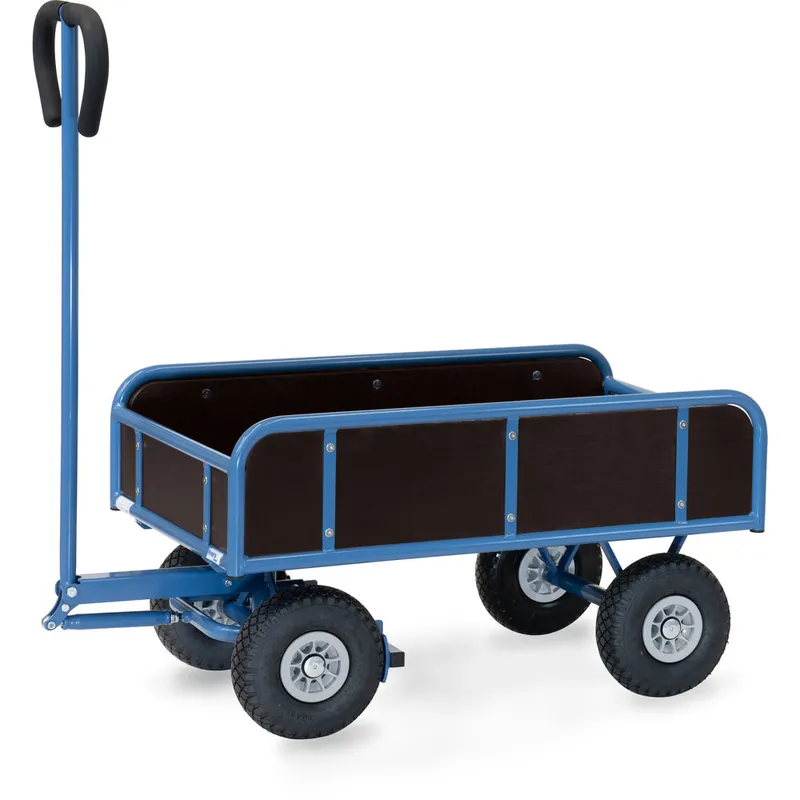 Aktuell fetra Handwagen - 2-Achser pulverbeschichtet brillantblau RAL 5007 mit 4 Wänden PU-Bereifung