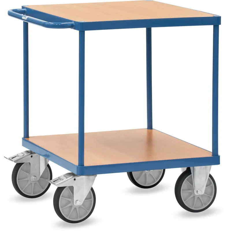 fetra Schwerer Tischwagen mit 2 quadratischen Ladeflächen aus Holz mit TPE-Bereifung Direkt Vom Hersteller
