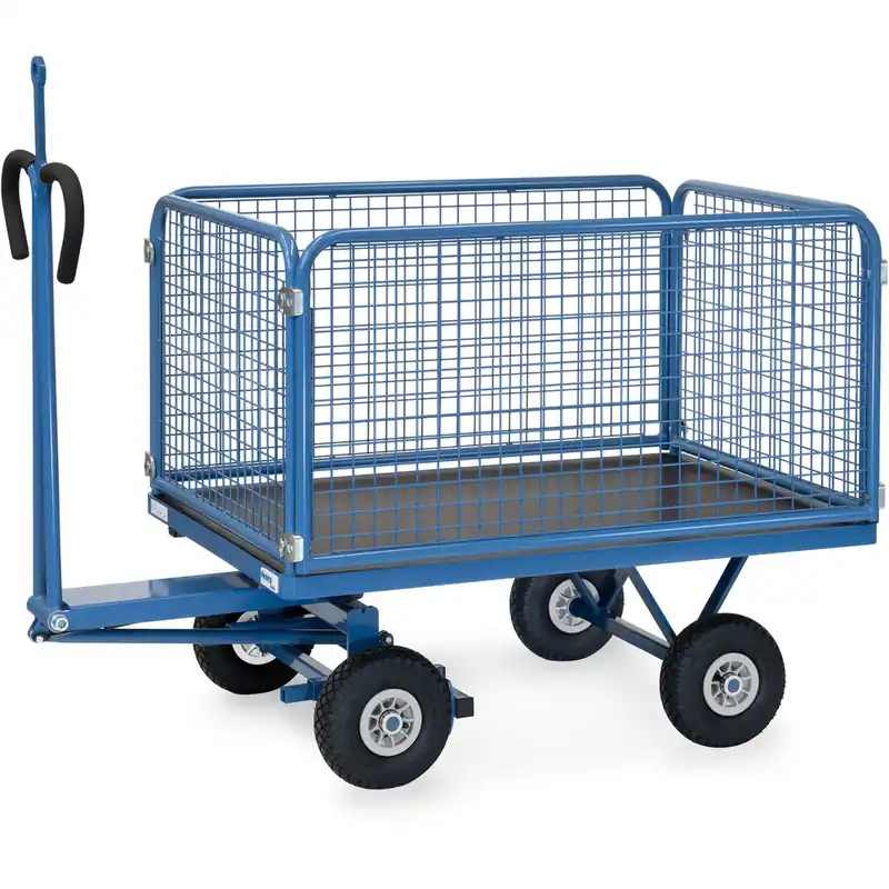 fetra Handpritschenwagen pulverbeschichtet RAL 5007 Wände 600 mm mit Zugöse Saisonangebot