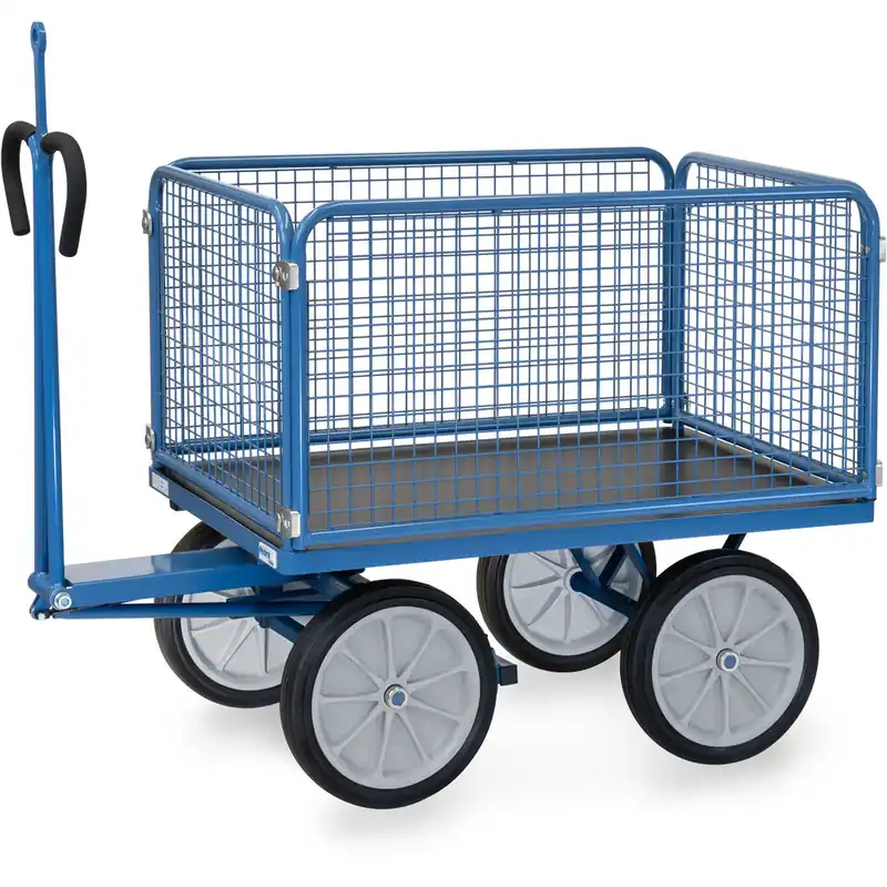 Saisonangebot fetra Handpritschenwagen pulverbeschichtet RAL 5007 Wände 600 mm mit Zugöse