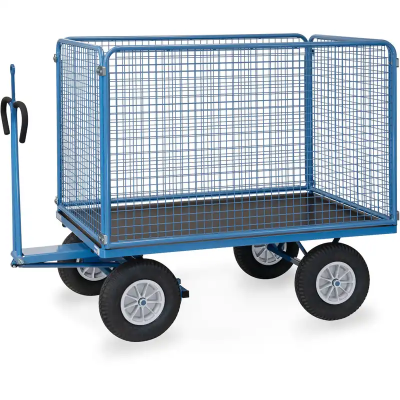 Neu Im Sortiment fetra Handpritschenwagen pulverbeschichtet blau/RAL 5007 Wände 1000 mm mit Zugöse
