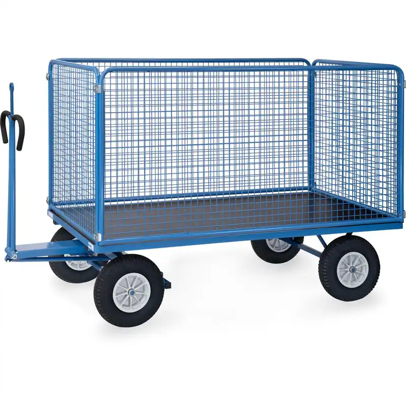 fetra Handpritschenwagen pulverbeschichtet blau/RAL 5007 Wände 1000 mm mit Zugöse Direktkauf