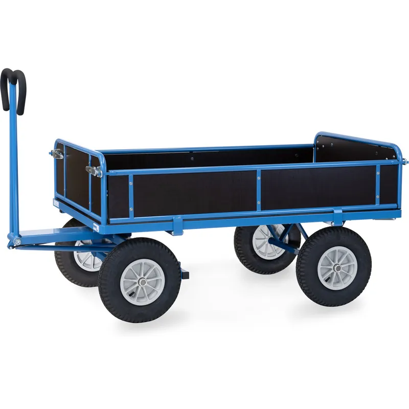 fetra Handpritschenwagen pulverbesichtet blau RAL-5007 3 Bordwände abklappbar Sofort Bestellen