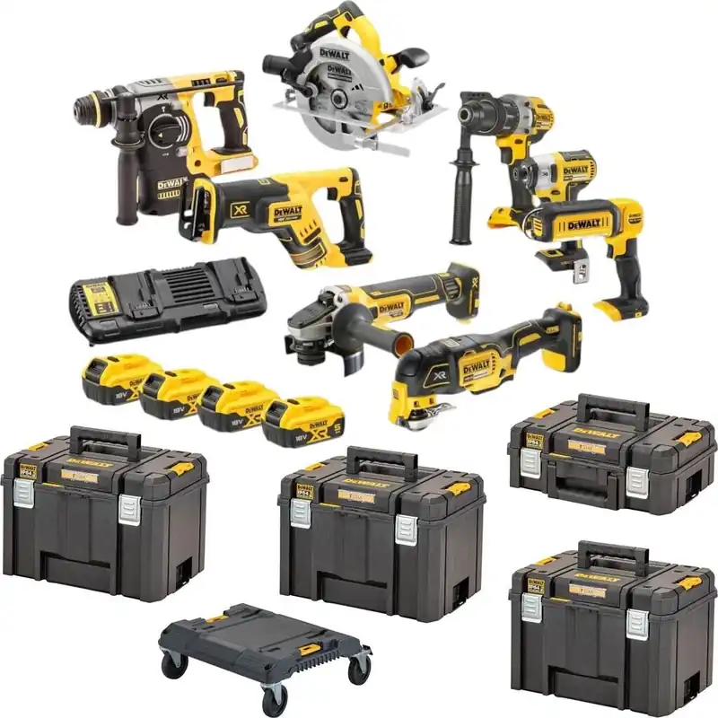 DeWalt DCK853P4T 18V Akku-Werkzeug-Set - 8 Maschinen inkl. 4x 5,0 Ah Akku, Ladegerät, TSTAK-Boxen & Trolley Highlight