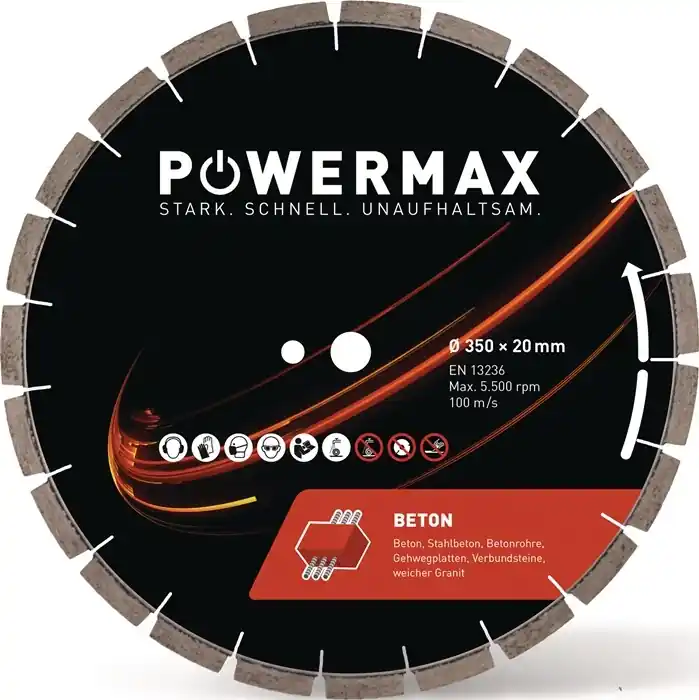 Bestseller Diamanttrennscheibe PowerMax Beton D.350mm Bohr.25.4mm Seg.-B.3,0mm