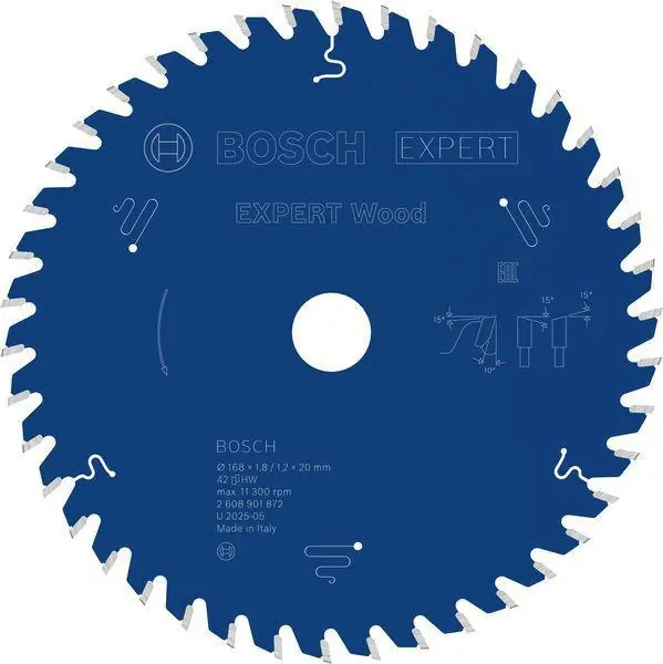 Markenware Kreissägeblatt EXPERT for Wood AD 168mm Z.42 WZ Bohr.20mm Schnitt-B.1,8mm BOSCH