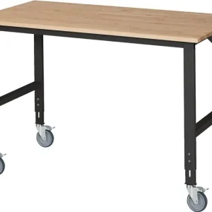 Preiswert Werktisch B2000xT800xH910-1230mm Arbeitsplatte Buche Gestell grau