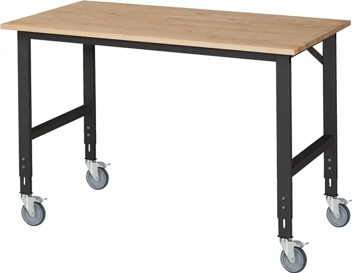 Preiswert Werktisch B2000xT800xH910-1230mm Arbeitsplatte Buche Gestell grau