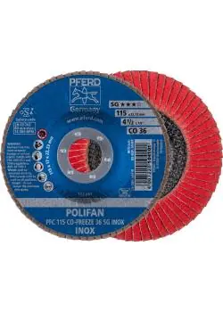 Top-Preis POLIFAN-Fächerscheibe - PFERD - CO-FREEZE - SG INOX - konische Ausführung PFC - Außen-Ø 115 bis 180 mm - VE 10 Stück - Preis per VE