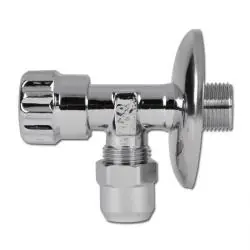 Eck-Drosselventil - Messing verchromt - Außengewinde R 3/8" - Rohranschluss-Ø 10 mm Jetzt Kaufen