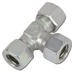 Echt T-Schneidringverschraubung - Baureihe LL - Stahl verzinkt - Rohr-Ø 4 bis 16 mm - PN 100