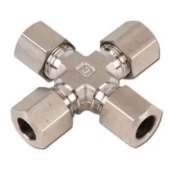 Kreuz-Schneidringverschraubung - Baureihe LL - Edelstahl 1.4571 - Rohr-Ø 4 bis 8 mm - PN 100 Echt