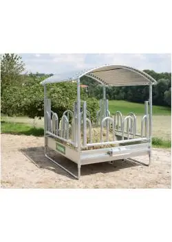 Markenprodukt Viereckraufe mit Palisadenfressgitter - Breite 2,12 m - Länge 2,12 m - Höhe 2,5 m
