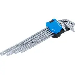 Markenprodukt Winkelschlüssel-Satz - extra lang + extra kurz - T-Profil (Torx) - T10 bis T50 - 9-tlg.