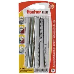 Langschaftdübel SXR SB Karte - Inhalt 4 x Langschaftdübel, 4 x Senkholzschraube - Bohrernenn Ø 8 mm - Dübellänge 120 mm - min. Bohrlochtiefe 130 mm - min. Verankerungstiefe 50 mm - Schrauben Ø 5,5 mm - Schraubenläng Billig
