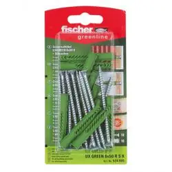 Universaldübel UX GREEN 6 x 50 R S K - mit Rand und Schraube - Bohrernenn-Ø 6 mm - Dübellänge 35 mm - SB-Karte Aktuell