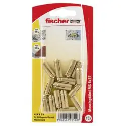 Messingdübel MS Sortiment - Inhalt 15 x Messingdübel - Bohrernenn Ø 8 mm - Dübellänge 22 - min. Bohrlochtiefe 27 mm - Innengewinde M6 - min. Einschraubtiefe 22 mm Bestpreis