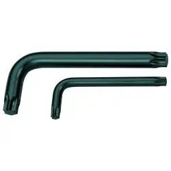 Winkelschraubendreher - für Innen-TORX® Schrauben - Abtriebsgröße T8 - Schraubenmaß M2,5 - Schlüsselweite 2,31 mm - Länge (L1) 48 mm - Länge (L2) 16 mm Zertifiziert