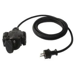 Bestpreis Kompaktverteiler 230V Vollgummi - 3 Wege - IP 44 - Schutzkontakt mit Kabel